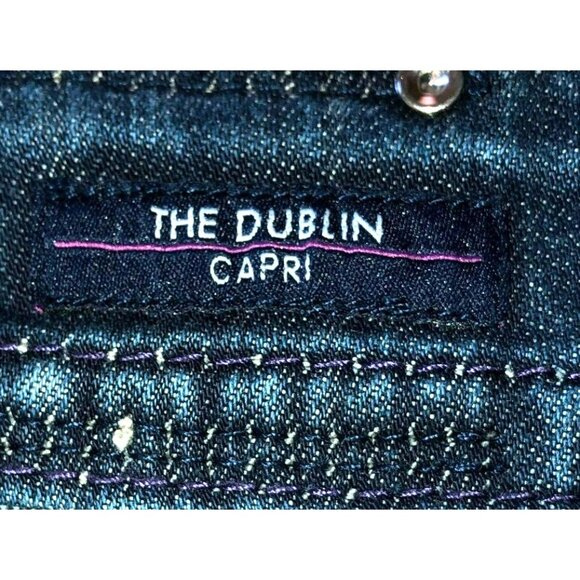 VIGOSS LOW RISE CAPRIS JEANS SZ 29 X 21 BLUE EMBROIDERED THE DUBLIN BLING WOMENS - Picture 5 of 7